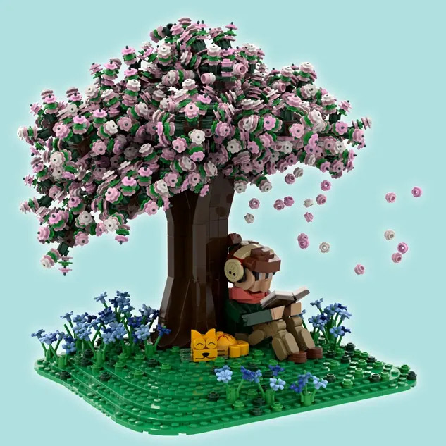 studying under cherry blossoms
